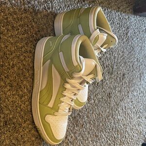 Puma Olive and White High-Top Sneakers